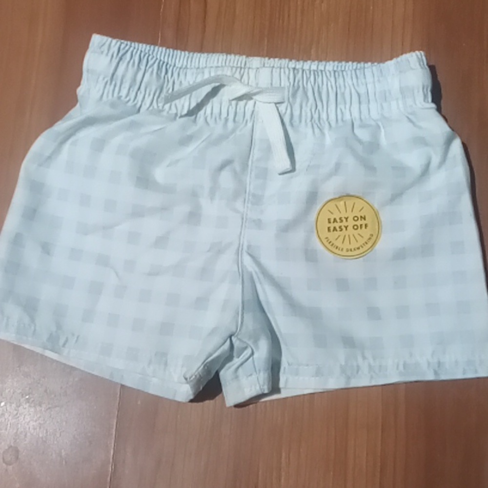 NWT "Cat & Jack" Toddler Boys' Blue Gingham Swim Shorts
